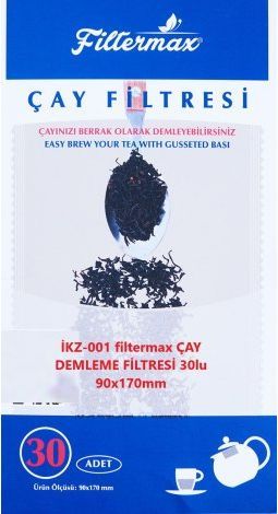 İKZ-001 filtermax ÇAY DEMLEME FİLTRESİ 30lu 90x170mm